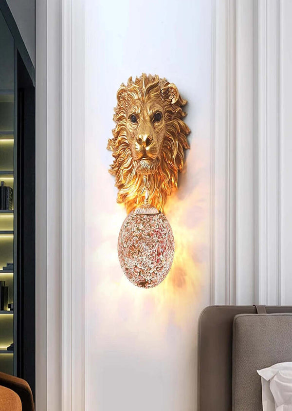 lion face wall light