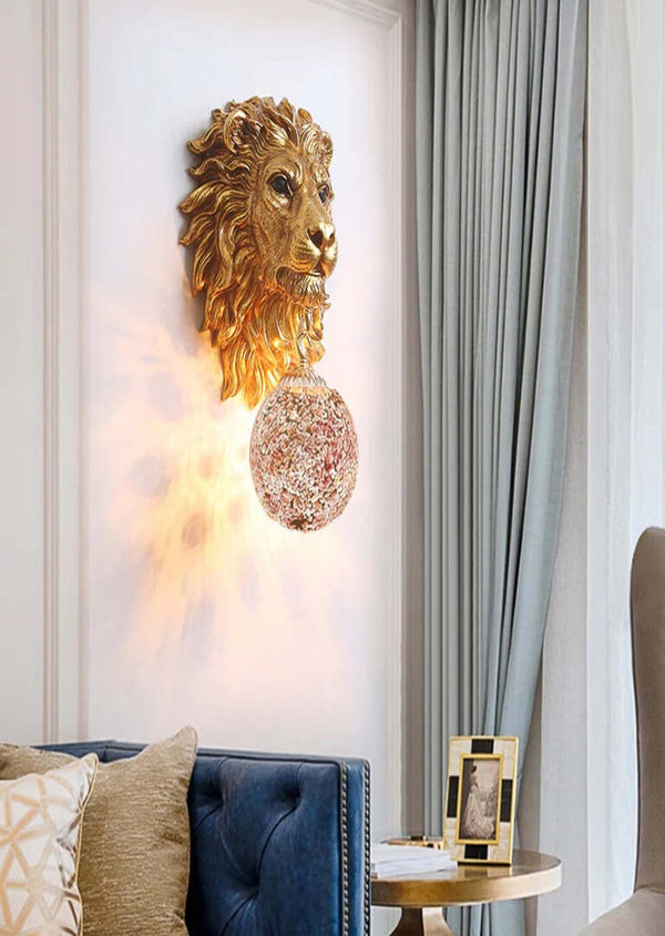 lion face wall light