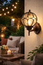 Windsor Globe Outdoor Wall Light –  Antique Bronze Exterior Lantern with Seeded Glass