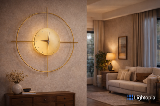 Modern Gold Geometric Wall Clock – 20-Inch Luxury Metal Clock